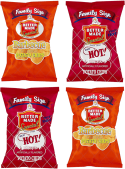 Better Made Special BBQ & Red HOT BBQ Potato Chips Variety Pack (4) x Family Size Bags 9.5oz (Pack of 4) - Crispy, Crunchy, Salty Snacks Made From Fresh Potatoes - Gluten Free - Family Owned Red Hot BBQ 9.5 Ounce (Pack of 4)