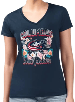 G-III 4Her by Carl Banks Women's Columbus Blue Jackets Flower Logo Fitted V