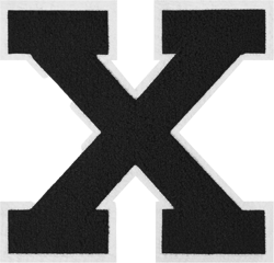 6-1/2" Iron on Letter Patches Black Chenille Letter Patch Large Varsity Patch Letterman Jacket Patches for Clothing (Black-X)