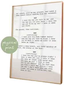 10 Things I Hate About You Screenplay Physical Print