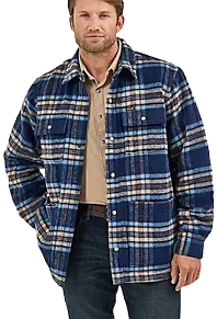 Wrangler Men's Quilted Flannel Shirt Jacket