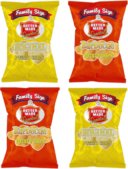 Better Made Special Original & BBQ Potato Chips Variety Pack (4) x Family Size Bags 9.5oz (Pack of 4) - Crispy, Crunchy, Salty Snacks Made From Fresh Potatoes - Gluten Free - Family Owned and Operated
