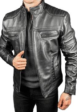 Vintage Leather Racer Jacket for Men