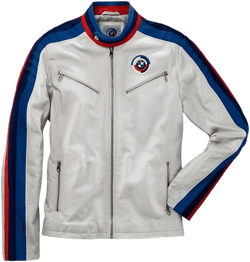 BMW Motorsport Heritage Leather Jacket - Unisex Medium White/Blue
