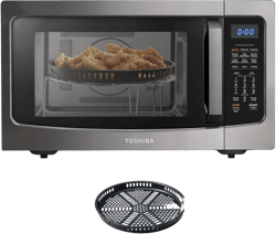 Toshiba Air Fryer Combo 4-in-1 Countertop Microwave Oven, Smart Sensor, Convection, Mute Function, Position Memory 13.6" Turntable, 1.5 Cu Ft, 1000W, Black, ML-EC42P(BS) Black Stainless Steel