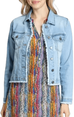 APNY Women's Jean Jacket With Frayed Detail