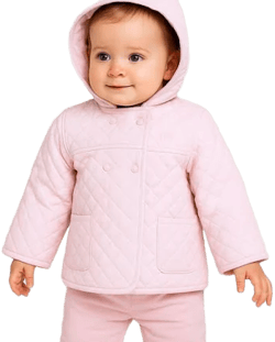 Baby Girl Quilted Jacket with Removable Hood
