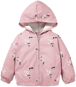 SHEIN Cozy Pixies Baby Girl Floral Hooded Jacket