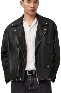 Allsaints Men's Bradford Oversized Leather Biker Jacket