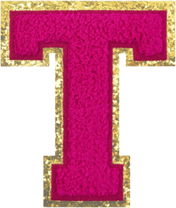 4.5" Iron on Letter Patches Pink Chenille Letter Patches Large Letterman Jacket Patch Preppy Varsity Patch for Clothing/Costume/Backpack Pink T