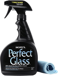 HOPE'S Perfect Glass Cleaner Spray, Streak-Free, Ammonia-Free Window, Mirror, Screen, and Shower Door Cleaner, Indoor and Outdoor Glass Surfaces, 32 Fl Oz, Pack of 1 With Microfiber Cloth 32 Fl Oz (Pack of 1 With Microfiber Cloth)