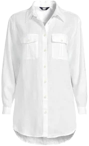 Lands' End Women's Linen Roll Sleeve Tunic Top