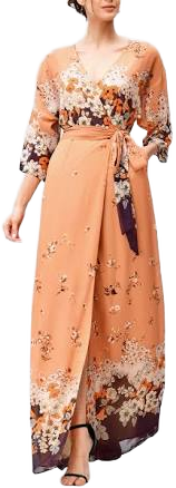 Floral Print Georgette Wrap Dress