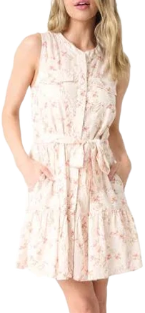 Gibsonlook Women's Floral Belted Cotton Blend Mini Dress