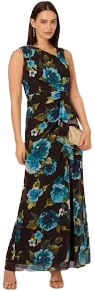 Adrianna Papell Women's Floral-Print Ruffled Chiffon Gown