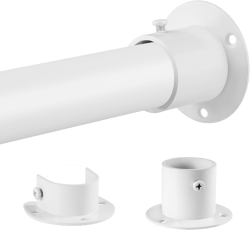 Closet Rod, 17 to 51 Inch 1.3 Inch Diameter Heavy Duty Adjustable Closet Rods for Hanging Clothes Heavy Duty Closet Hanging Rod Matte White Closet Poles for Wardrobes 17-51" Matte White