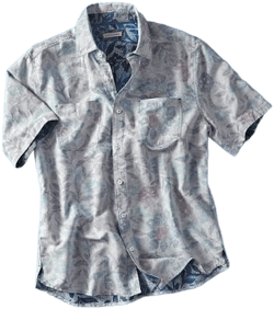 Carbon2cobalt Men's Watermark Floral Linen-Cotton Shirt