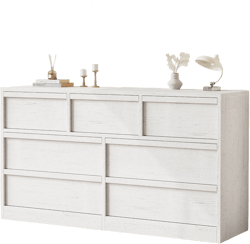 Whizmax 7 Drawer Dresser for Bedroom, Modern Double Dresser Organizer with Storage, Wooden Chest of Drawers for Bedroom, Living Room, Nursery- White