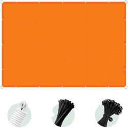 9'x17' Sun Shade Cloth with Grommets, Rectangle UV Resistant Shade Sail Pergola Cover Patio Awning Shelter Mesh Tarp Sun Screens for Outdoor, Garden, Backyard, Gazebo, Orange