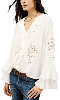 Ba&sh Women's Omar Frilly Blouse with Long Sleeves