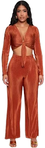 Wide Leg Plisse Pants
