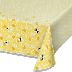 Creative Converting Bumblebee Baby Plastic Tablecloth, 54" x 102", Multi-Color 102" x 54" (Rectangular) Multi Color