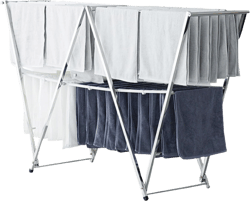 Letusto W-Rack Laundry Clothes Drying Rack - Indoor & Outdoor Folding Clothing Rack Foldable - Stainless Steel Laundry Garment Dryer Stand V2 (Square) Dry-Rack-V2
