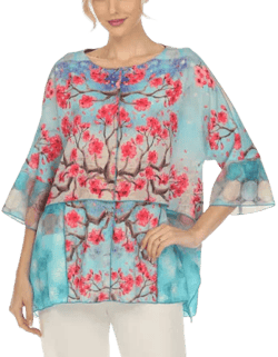 Floral-Print Boatneck Tunic Top