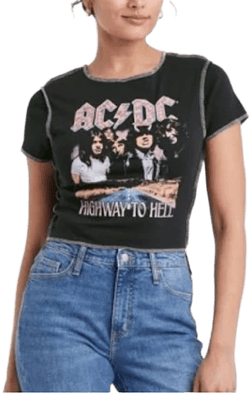 Women's AC/DC Baby Short Sleeve Graphic T-Shirt - Black L