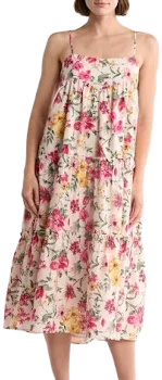 Floral A-Line Tiered Midi Dress