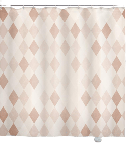 Lunarable Cream Shower Curtain, Geometrical Design Soft Colored Diamond Line Harlequin Background Pattern Classic Image, Cloth Fabric Bathroom Decor Set with Hooks, 69" W x 75" L, Tan 69"W x 75"L (Pack of 1) Tan