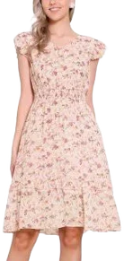 Allegra K Women's Floral Flutter Sleeves V Neck Smocked Ruffle Sundresses