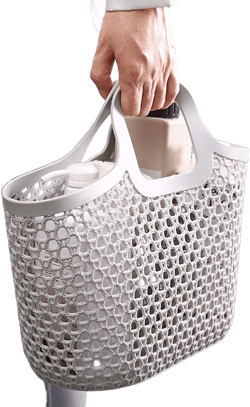 Plastic Laundry Basket with Handle Portable Bin Container Lightweight Plastic Ventilated Laundry Basket Clothes Bin Plastic Hamper for Clothes, Bedroom, Dormitory, Laundry Room Grey