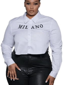 Milano Di Rouge Crop Blanco Button Down