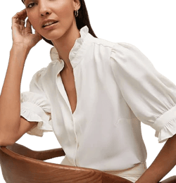 Ann Taylor Women's Ruffle Collar Shirt