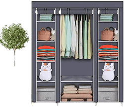 Thxbyebye Portable Clothes Closet, Non-Woven Fabric Wardrobe with Hanging Rods, 9 Storage Shelves, Storage Organizer