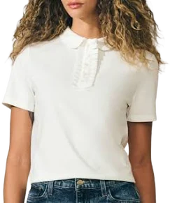 Isaac Mizrahi Women's Ruffle Detail Cotton T-shirt