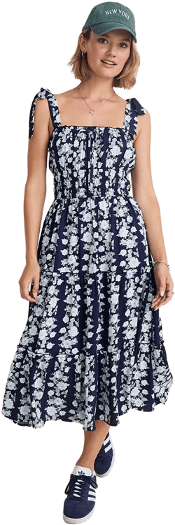 Francesca's Tara Tiered Floral Midi Dress