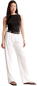Abercrombie & Fitch Women's Sloane Low Rise Linen-Blend Pants