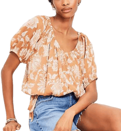 Loft Women's Floral Side Tie Bubble Top