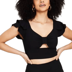 Bar III Women's Ruffled-Sleeve Crop Top