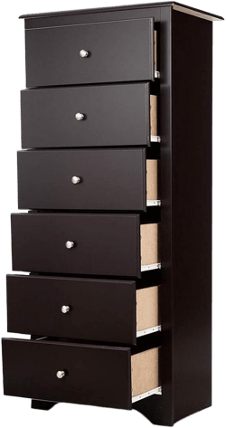 Tangkula 6 Drawers Dresser 53.5" Tall Chest Standing Storage Cabinet with Metal Knobs Wooden Chest of Drawers Brown