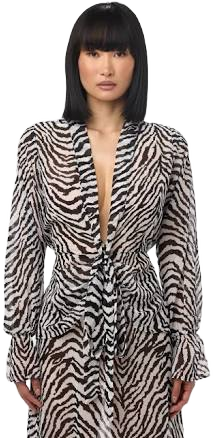Naked Wardrobe Women's Chiffon Plunge Wrap Top