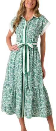 Nothing Personal Floral Print Cotton Midi Shirt Dress