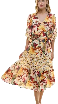 Women's Figueroa & Flower Flutter Sleeve Tiered Maxi Dress