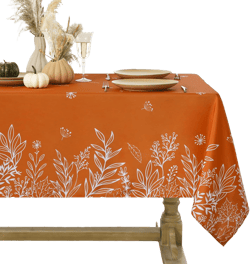 Softalker Fall Tablecloth Rectangle 52x70 Inch, Thanksgiving Autumn Harvest Orange Wild Flowers Decoration Table Cloths, Stain Resistant Farmhouse Table Cover for Holiday Dinner/Party