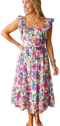 Flutter Sleeve Floral Dress
