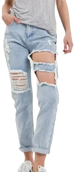Grey Lab High-Waisted Ripped Straight Leg Jeans