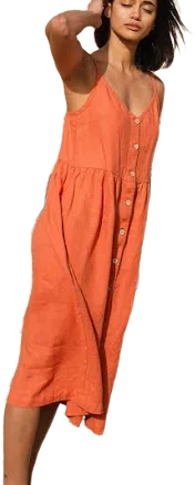 Sarah Linen Button Down Slip Dress