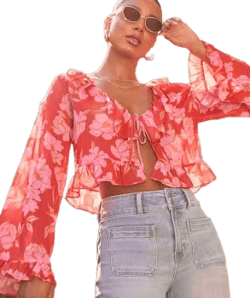 Lovers Bloom Floral Ruffle Blouse